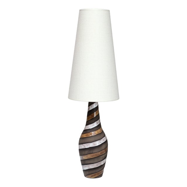 Spiral Ceramic Table Lamp by Ingrid Atterberg for Upsala Ekeby, Sweden, 1950s For Sale
