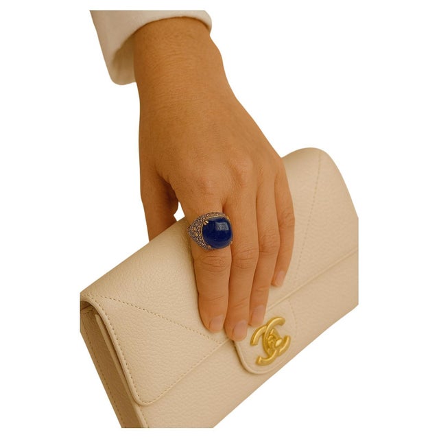 Bochic "Orient" Vintage Diamond, Sapphire & Multi Gem Ring Set 18K Gold & Silver For Sale - Image 17 of 18