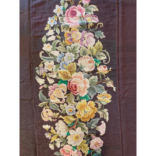 19th Century Antique Needlework Floral Rug For Sale In Los Angeles - Image 6 of 9