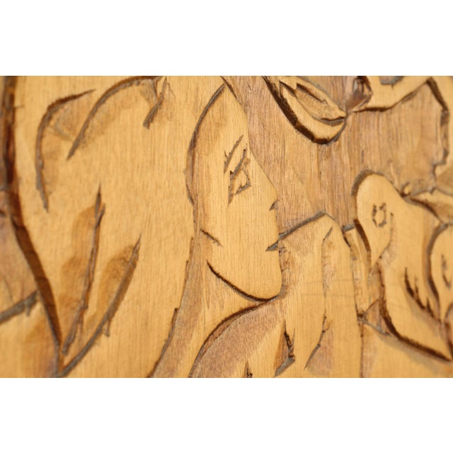 Mid-Century Modern 1970s Jean-Claude Gaugy Carved Wood Panel For Sale - Image 3 of 5
