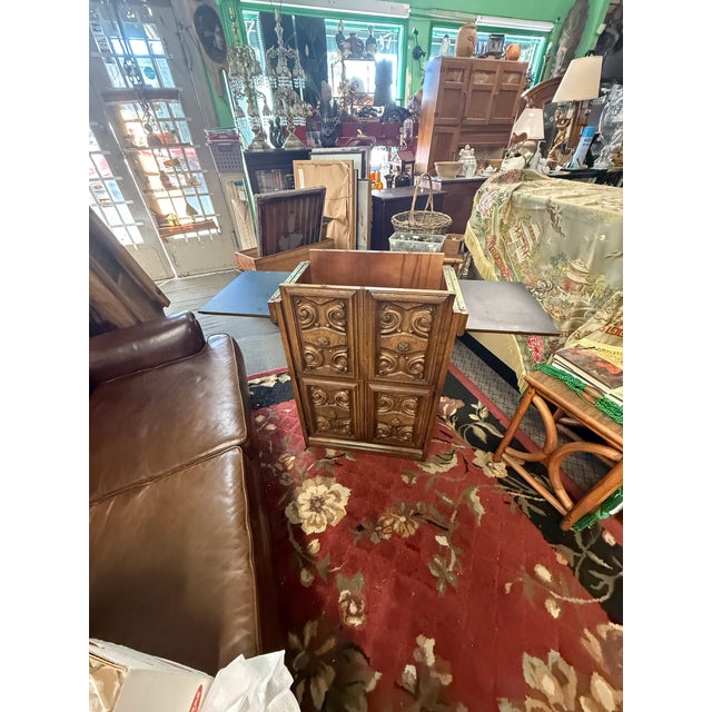 Vintage Lane Furniture rolling dry bar cabinet featuring beautifully carved panel doors in a classic Mediterranean /...