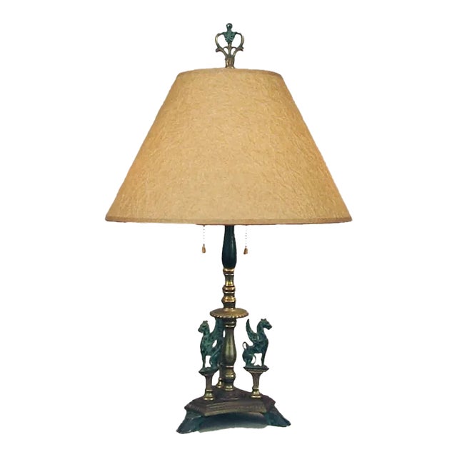 American Table Lamp With Classical Griffins, Cloven Hooves, Ca. 1910 For Sale