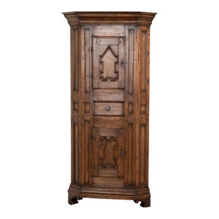 Antique Swedish Dark Pine Corner Cabinet Cupboard, Circa 1800 For Sale