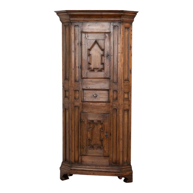 Antique Swedish Dark Pine Corner Cabinet Cupboard, Circa 1800 For Sale