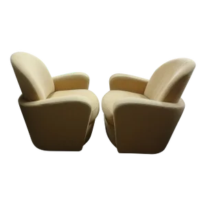 1980s Pair of Michael Wolk Style Swivel Chairs