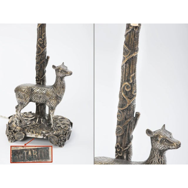 Metal 1960s Vintage Silver Plated Bronze Deer Table Lamp in the Manner of Valenti For Sale - Image 7 of 11