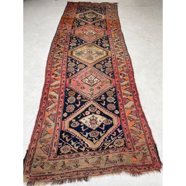Wide Antique Runner SUNSET COLORS with Family of Sheep & Birds Woven Rug 4.4 x 12.4 For Sale - Image 16 of 16