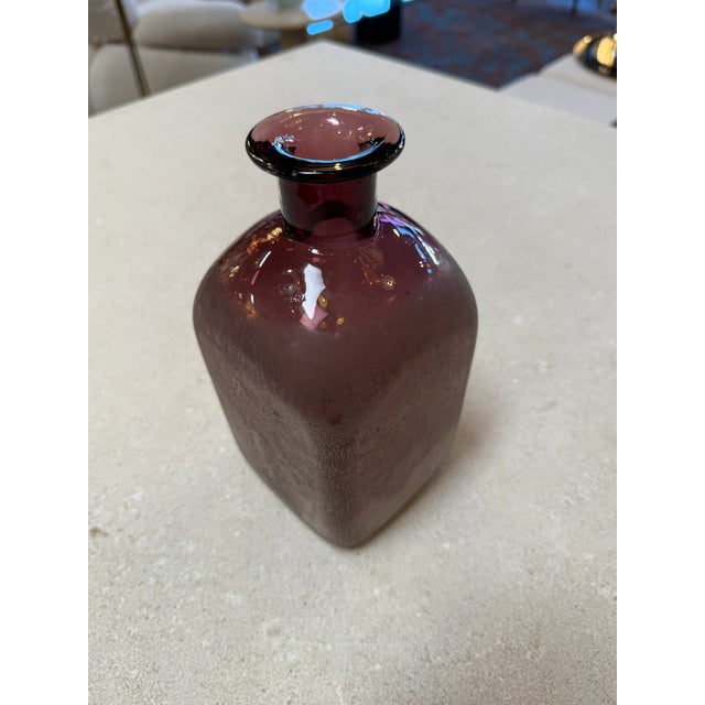 Glass Amethyst Glass Vase With Frosted Craquelure Body, 1970s For Sale - Image 7 of 7