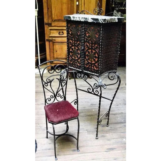 Traditional Iron Telephone Stand & Chair After Oscar Bach For Sale - Image 3 of 11