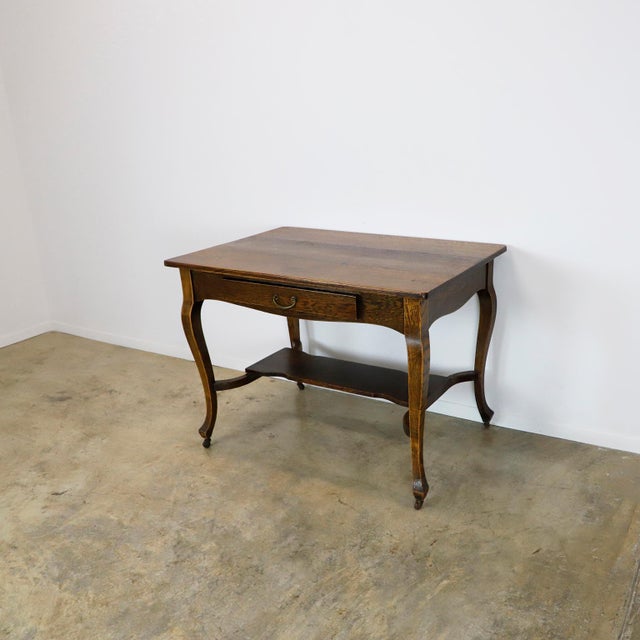Wood Solid Vintage Oak Writing Table, circa 1920 For Sale - Image 7 of 18