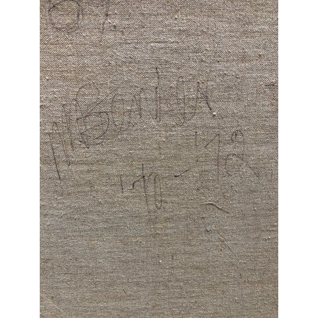 Textile Abstract Figure, Oil on Canvas by May Bender, 1972 For Sale - Image 7 of 9