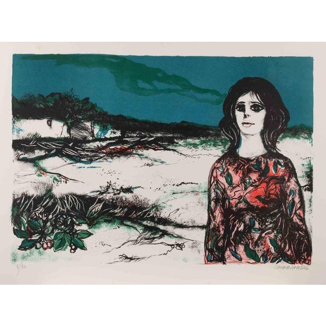 Carlo Marcantonio, Girl, 1980s, Lithograph For Sale - Image 3 of 3