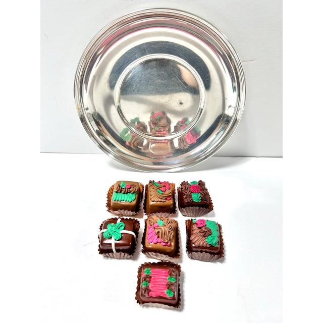 Vintage Faux Christmas Chocolates With Silverplate Tray For Sale In Louisville - Image 6 of 10