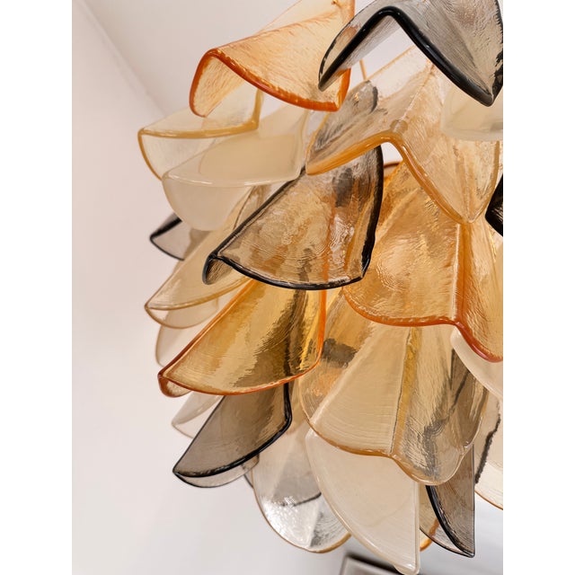 Glass Contemporary Modern Multicolor Amber "Rondini" Murano Chandelier by Simoeng For Sale - Image 7 of 8