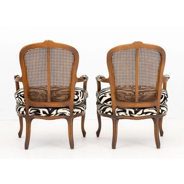 Wood French Country Style Zebra Upholstered Chairs, 2 For Sale - Image 7 of 7