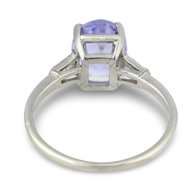 Mid 20th Century Gia 3.05 Carat No Heat Purple Sapphire Diamond Ring, Size 7 For Sale In Los Angeles - Image 6 of 7