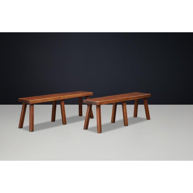 French Primitive Oak Bench with Rich Patina, 1960s For Sale - Image 13 of 15