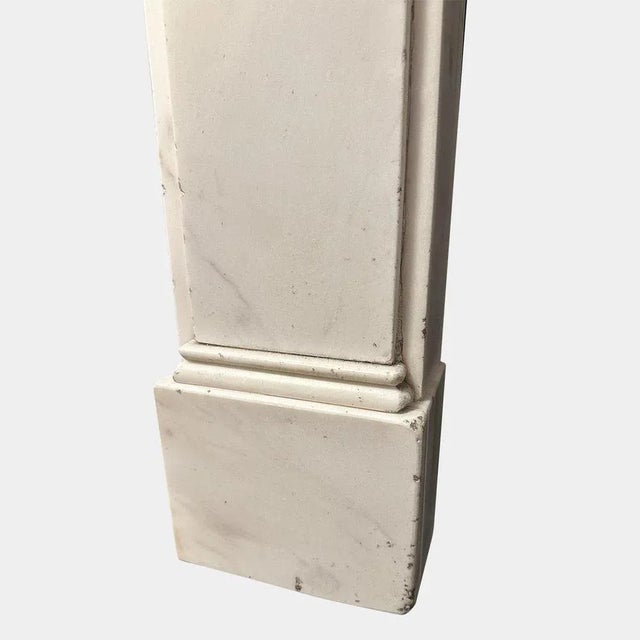 Hollywood Regency English Regency Statuary White Marble Fireplace Mantel, 1800s For Sale - Image 3 of 8