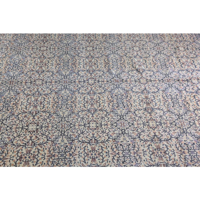 Handmade Double Knotted Turkish Floor Rug-Flower Design Rug For Sale - Image 9 of 13