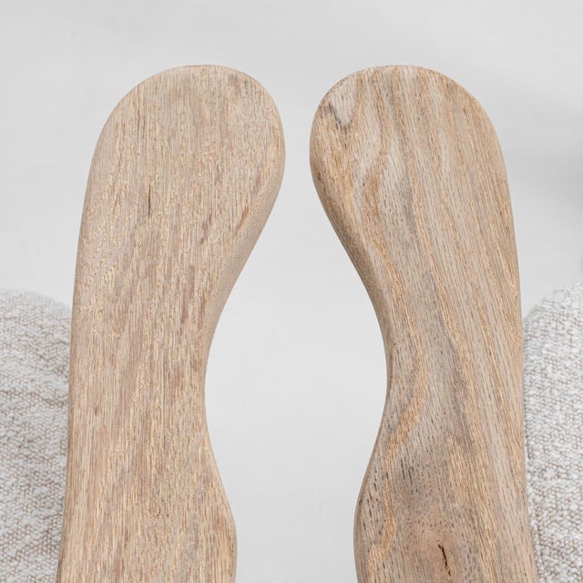 20th Century French Oak Spindle Back Armchairs With Round Bouclé Cushion - A Pair For Sale - Image 14 of 18