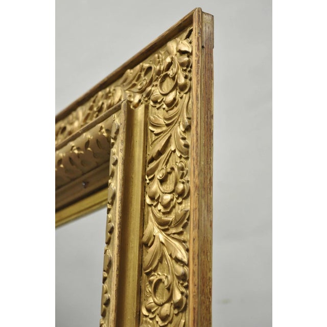 Antique Victorian Gold Gilt Oak Wood Leafy Scroll Deep Picture Frame 32.5 X 26.5 For Sale - Image 16 of 18