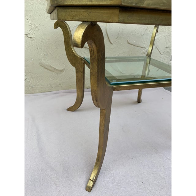 Mid-Century Modern Octagon Shape Gilt Metal Center Table For Sale - Image 3 of 12