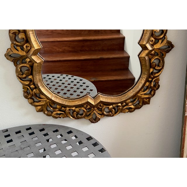 Gold Mid Century Quatrefoil Florentine Mirror For Sale - Image 8 of 17