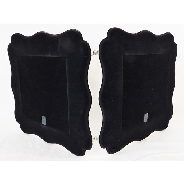 Silver Vintage Elegant Silver-Plated Rose Velvet Back Double 5.5" Picture Frame - New Old Stock For Sale - Image 8 of 11