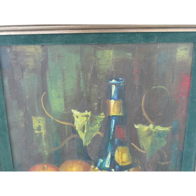 Mid Century Oil Painting Still Life by C John Framed For Sale - Image 4 of 8