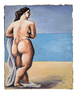 Nude Female Figure at the Beach, 20th Century, Oil on Canvas