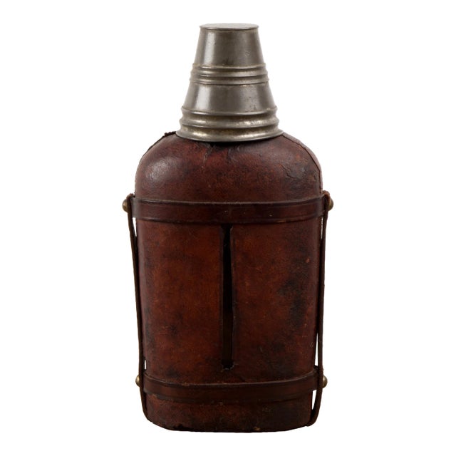 Vintage Leather Clad Flask For Sale