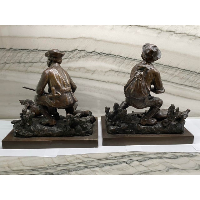 Realism Pair 19th Century Austrian Bronze Hunter Sculptures For Sale - Image 3 of 12