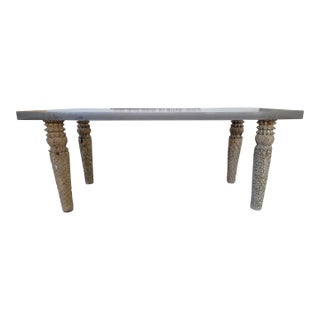 1970s Modern Lucite & Wood Legs Dining Table For Sale