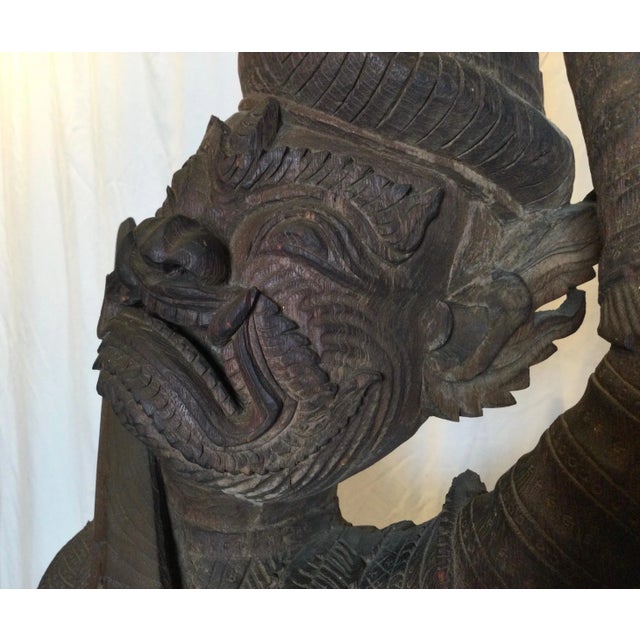 Early 20th Century Hand Carved Hard Wood Balinese Warrior For Sale - Image 12 of 13