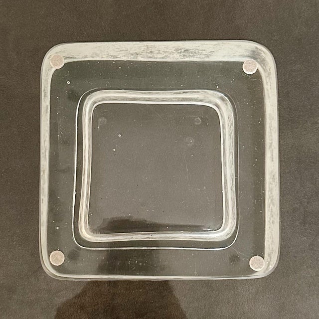 Signed Karl Springer Square White Venetian Scavo Glass Catchall Bowl, 1980s For Sale - Image 9 of 10