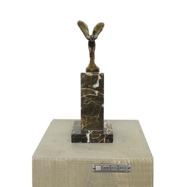 Art Deco Style Spirit of Ecstasy Sculpture, Golden Bronze For Sale - Image 5 of 9