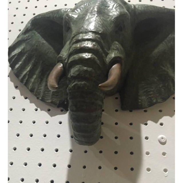 Mid-Century Modern Pair of Bronze Elephant Heads For Sale - Image 9 of 9