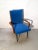 Solid Walnut Armchair with Black Iron Legs, Brass Details & Blue Velvet Fabric Attributed to Ico Parisi, 1950s For Sale - Image 4 of 11
