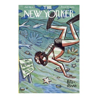 1956 Original New Yorker Magazine Cover, January 28, Peter Arno Cover Art, Diving For Sale