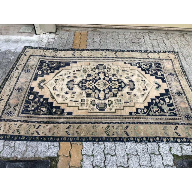 Beige 1960s Turkish Handknotted Rug For Sale - Image 8 of 11