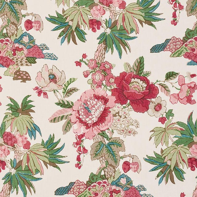 Schumacher Floribunda Fabric in Document For Sale