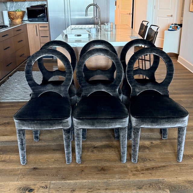 Set of 6 Romo Velvet Dining Chairs For Sale In Washington DC - Image 6 of 14