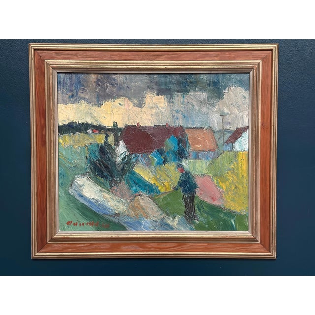 Arnold William Pedersen, Farmhouses, 1960s, Oil on Canvas, Framed For Sale - Image 13 of 18