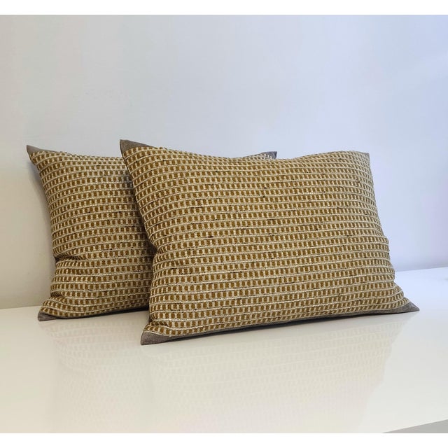 Textural Masterpiece, Warm Earthy Palette & Fancy Yarns – A Set of 2 Decorative Pillow Covers 28” X 20” For Sale - Image 10 of 16