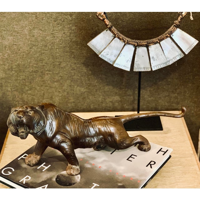 Vintage Early 20th Century Japanese Cast Bronze Japanese ‘Meiji Period Style’ Tiger For Sale - Image 12 of 12