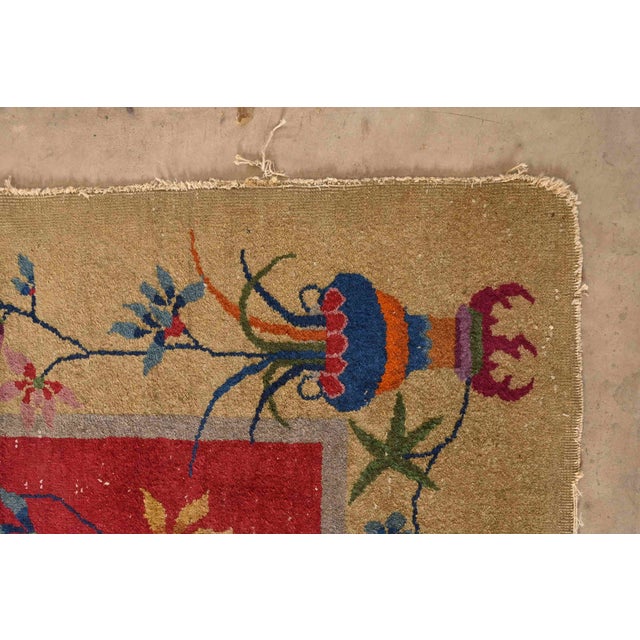 Textile Antique Chinese Art Deco Nichols Hand-Knotted Room Size Wool Rug, Circa 1920s For Sale - Image 7 of 9