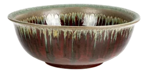 Large Late 20th Century Handmade Glazed Pottery Bowl