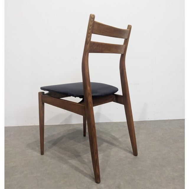 Set of six Scandinavian chairs Set of six vintage Scandinavian chairs. Seat in midnight blue (very dark) faux leather. W...