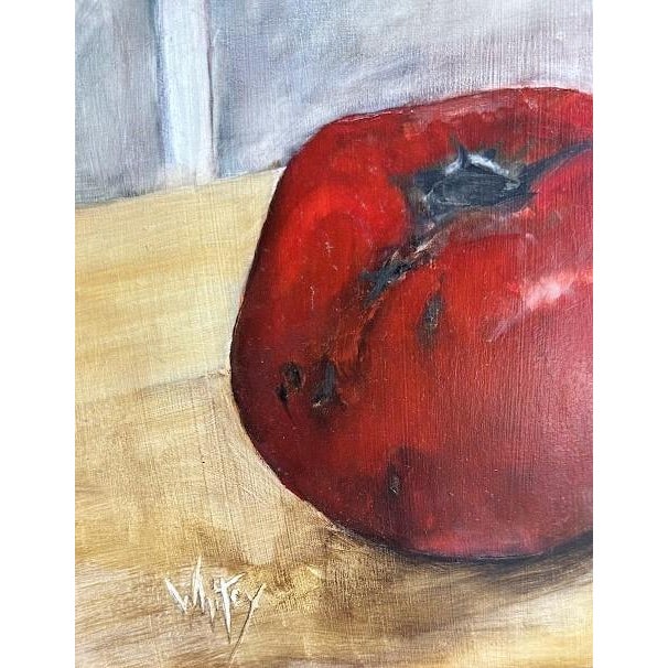 Late 20th Century Oil on Masonite Painting, Signed Whitey, Two Tomatoes, Framed For Sale - Image 5 of 5