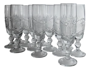 Vintage Crystal Champagne Glasses, 1970s, Set of 12